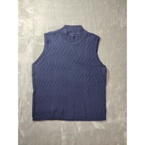 Requirements Sweater Vest Mens XL Navy Blue Cotton Knit Crew Neck Grandpa Dad